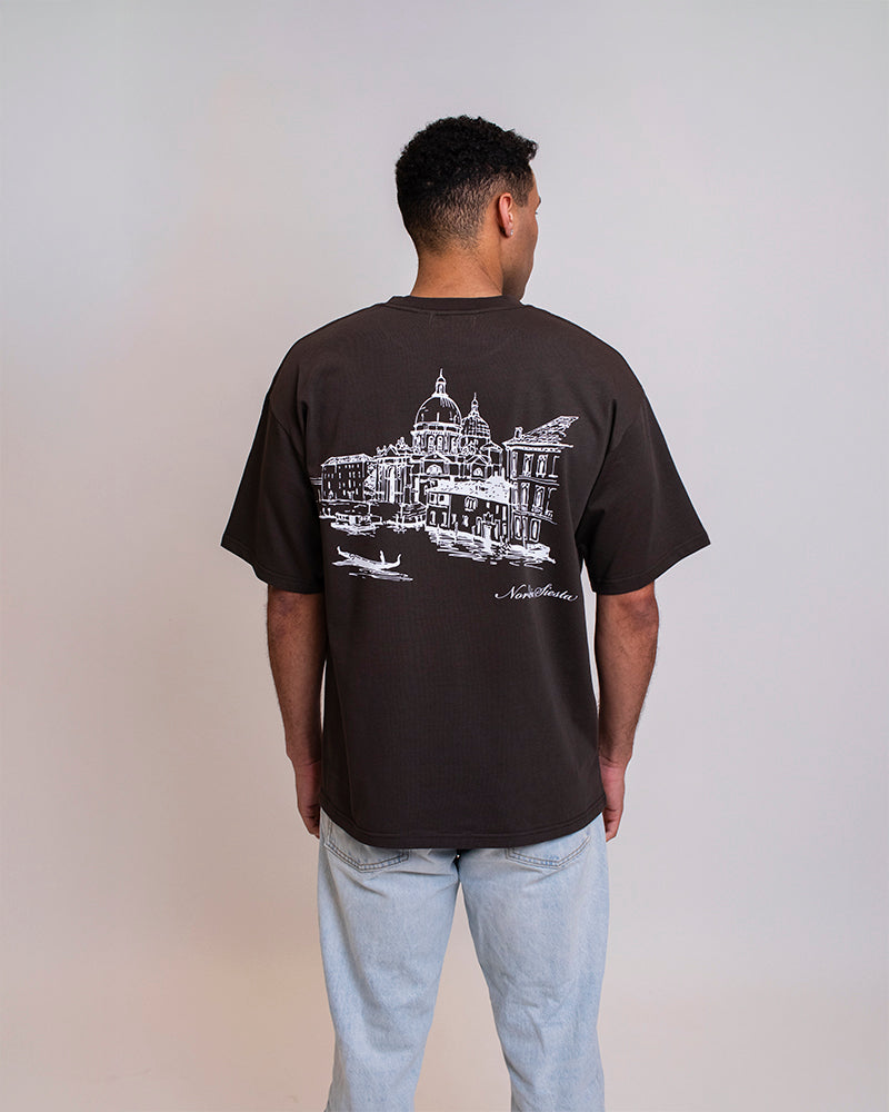 VENICE BOX FIT T-SHIRT - COFFEE