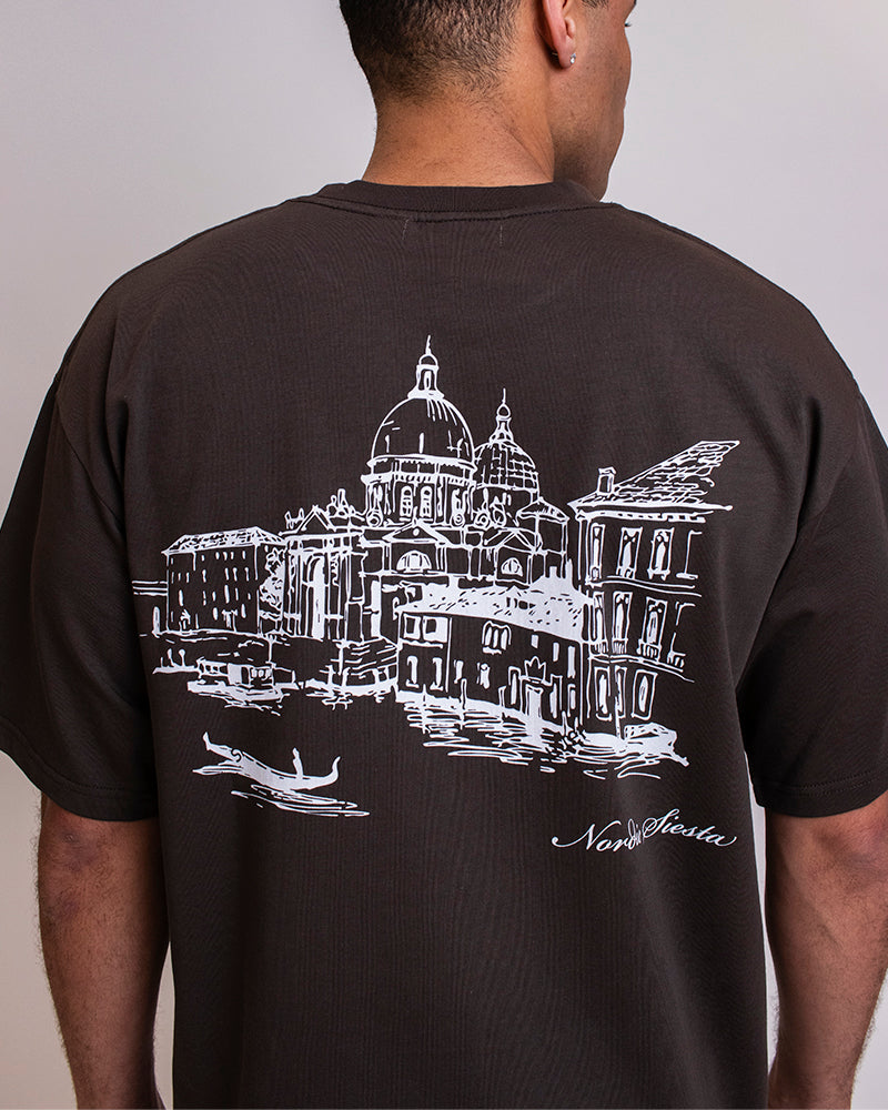 VENICE BOX FIT T-SHIRT - COFFEE