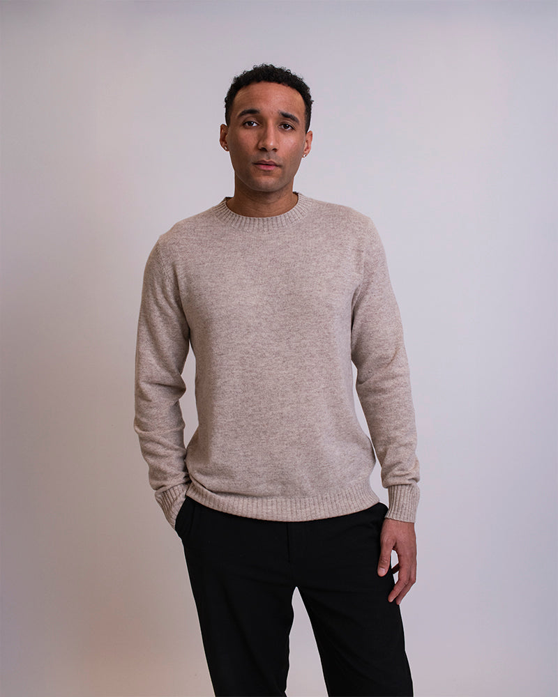 MANAROLA MERINOULD STRIKTRØJE - LIGHT CAMEL