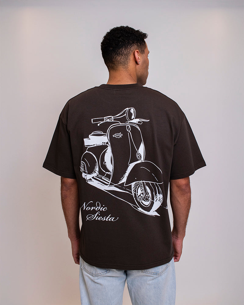 VESPA BOX FIT T-SHIRT - COFFEE