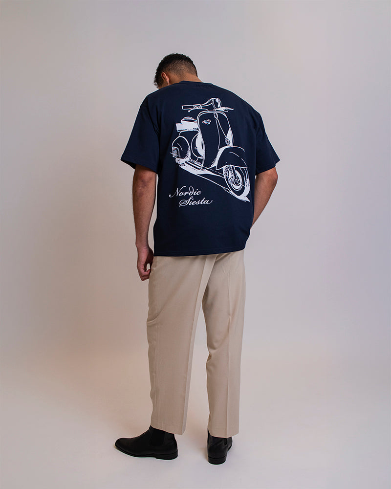 VESPA BOX FIT T-SHIRT - NAVY BLUE