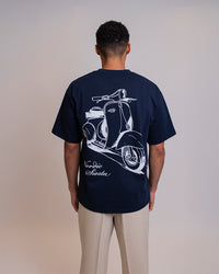 VESPA BOX FIT T-SHIRT - NAVY BLUE