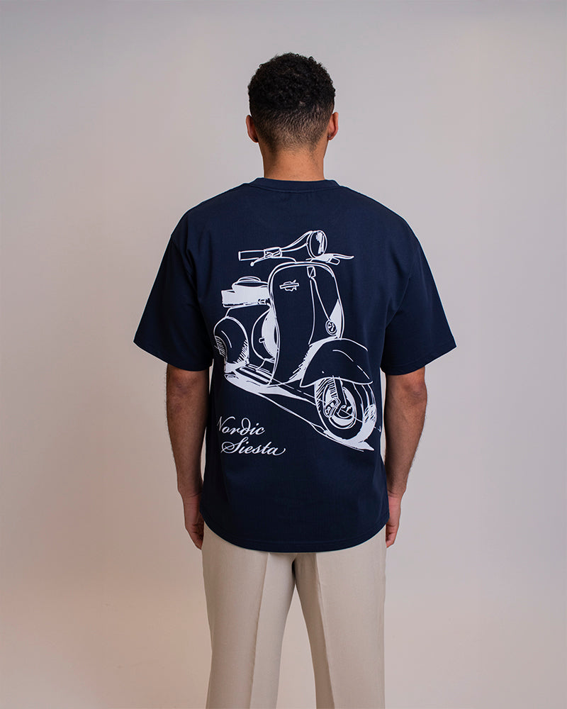 VESPA BOX FIT T-SHIRT - NAVY BLUE